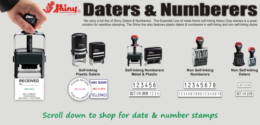 Stock and custom date stamps from Ideal®, Shiny®, JustRite®, Cosco® and Xstamper®. Rubber Stamps at Knockout Prices from Rubber Stamp Champ.